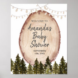 Póster Signo de bienvenida de bosque Baby Shower de invie
