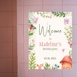 Póster Signo de bienvenida de bosque encantado de jardín 