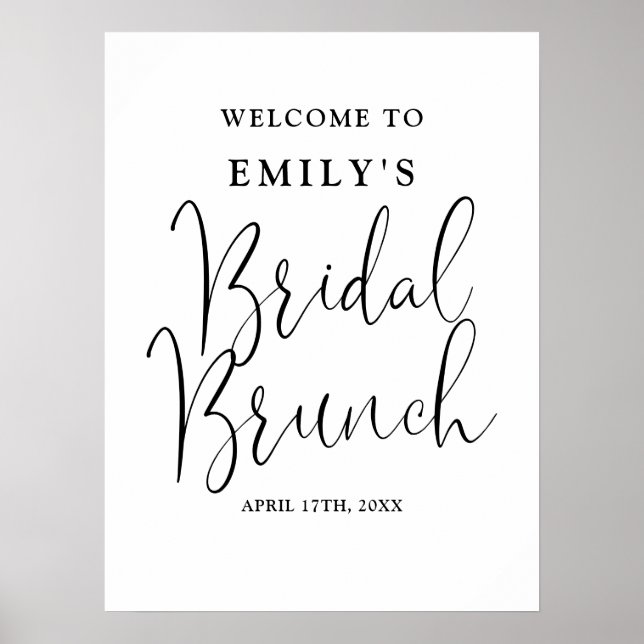 Póster Signo de bienvenida de brunch de novia con escritu (Frente)