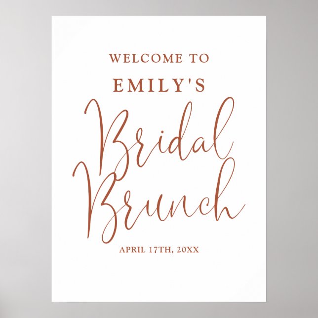 Póster Signo de bienvenida de Brunch de novia con guión d (Frente)