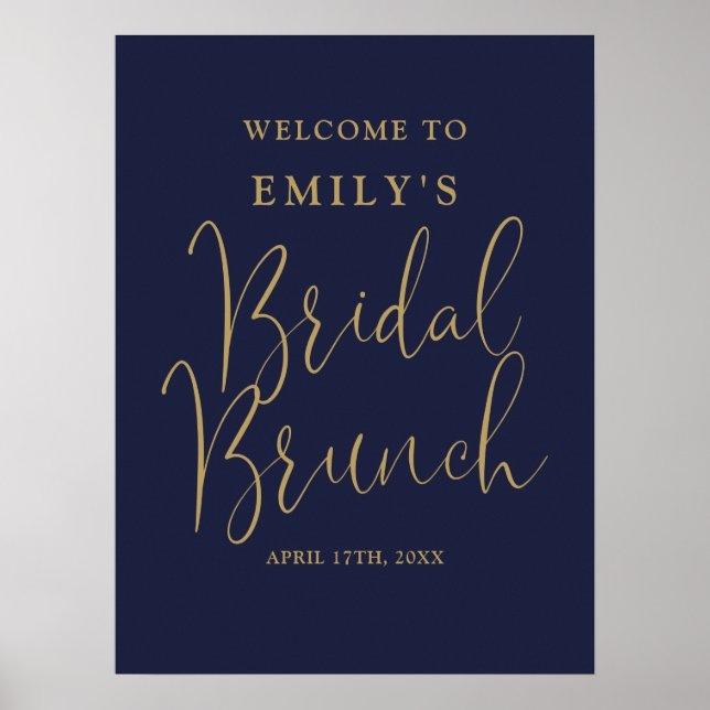 Póster Signo de bienvenida de Brunch de novia con guión d (Frente)