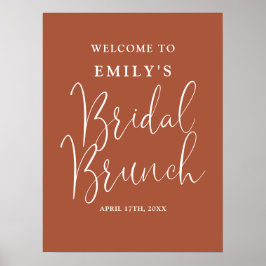 Póster Signo de bienvenida de Brunch de novia con guión d