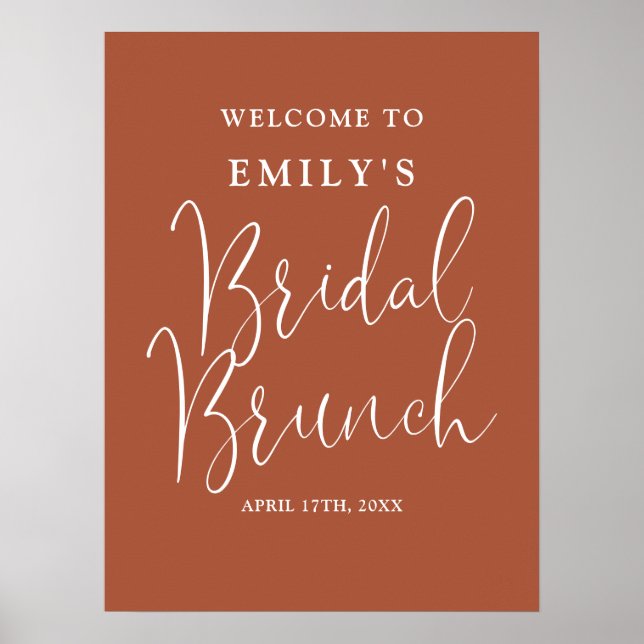 Póster Signo de bienvenida de Brunch de novia con guión d (Frente)