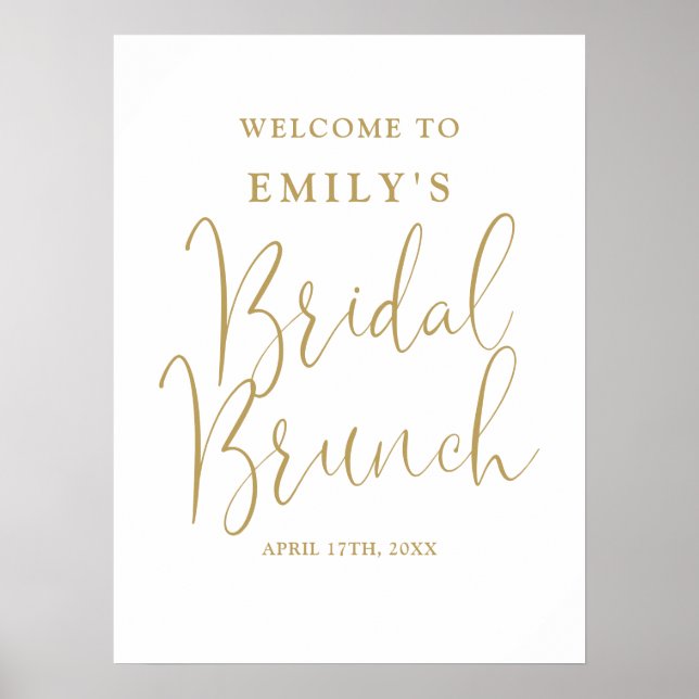 Póster Signo de bienvenida de Brunch de novia con guión d (Frente)