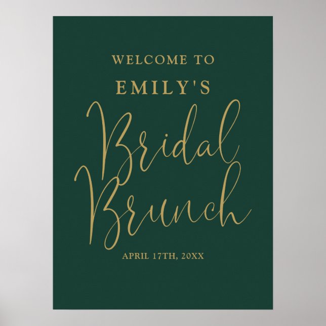 Póster Signo de bienvenida de Brunch de novia con guión v (Frente)