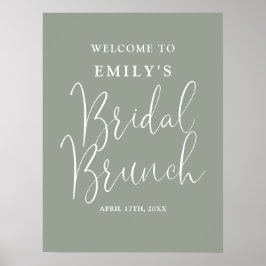 Póster Signo de bienvenida de brunch de novia con guión v