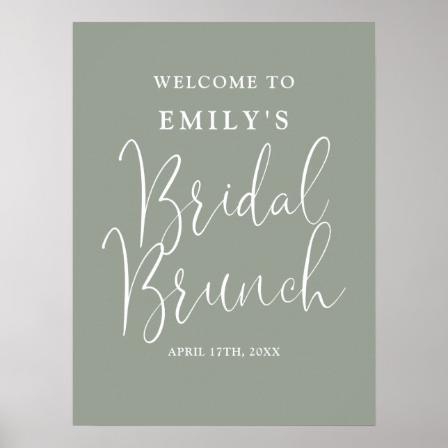 Póster Signo de bienvenida de brunch de novia con guión v (Frente)