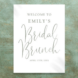 Póster Signo de bienvenida de brunch de novia con guión v