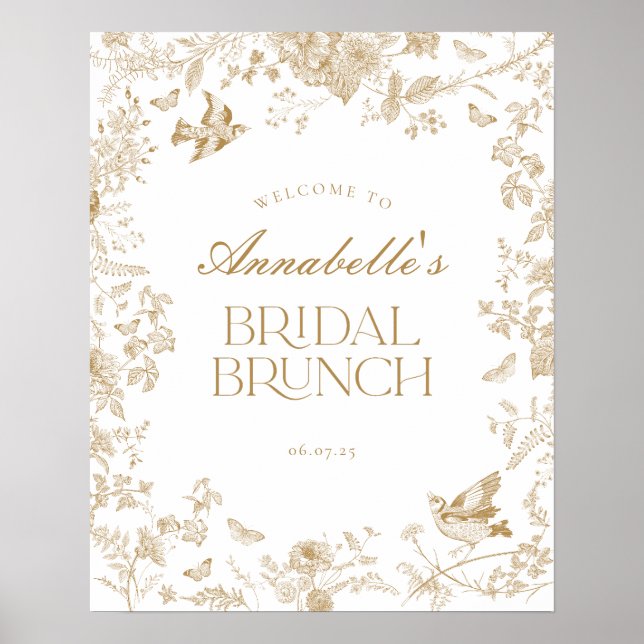 Póster Signo de bienvenida de Brunch de novias con flores (Frente)