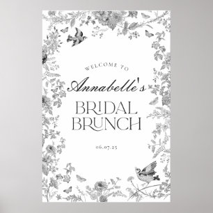 Póster Signo de bienvenida de brunch de novias con flores