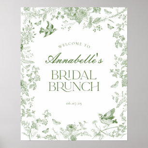 Póster Signo de bienvenida de brunch de novias con flores