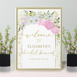 Póster Signo de bienvenida de Brunch nupcial de primavera