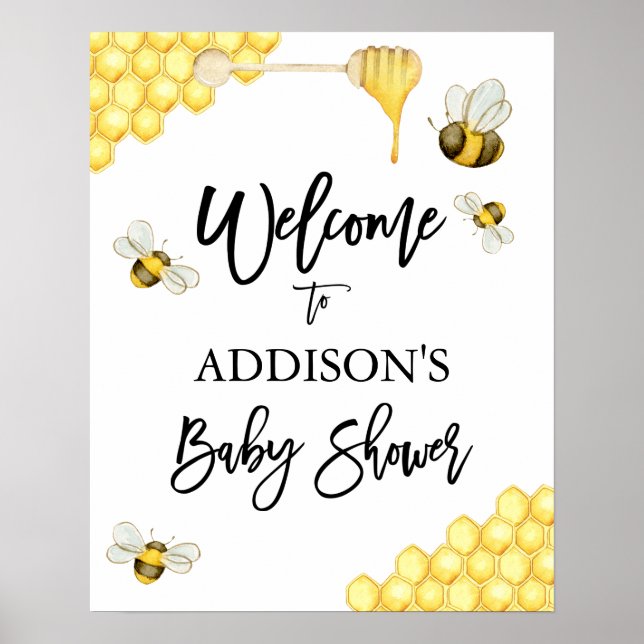 Póster Signo de bienvenida de Bumble Bee Baby Shower (Frente)