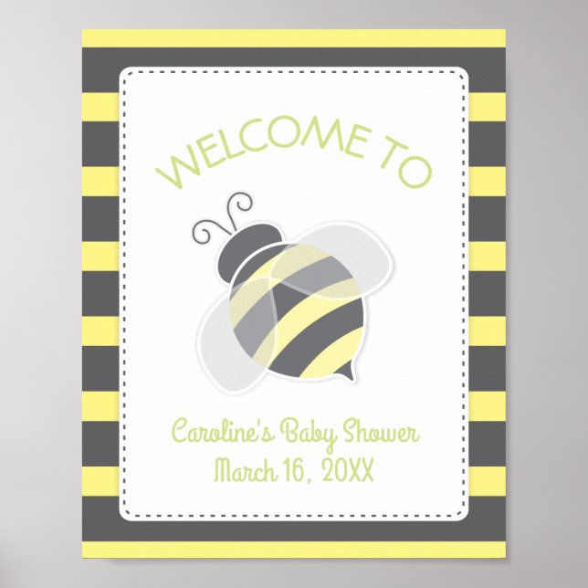 Póster Signo de bienvenida de Bumblebee Baby Shower (Frente)