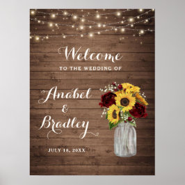 Póster Signo de bienvenida de Burgundy Jar de Madera Rusa