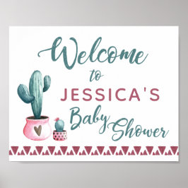 Póster Signo de bienvenida de Cactus Baby Shower