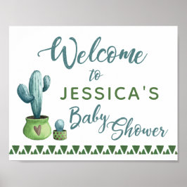 Póster Signo de bienvenida de Cactus Baby Shower
