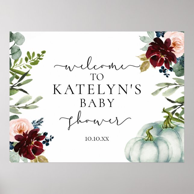 Póster Signo de bienvenida de calabaza blanca (Frente)