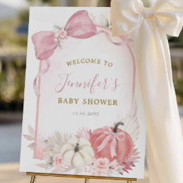 Póster Signo de bienvenida de calabaza de calabaza floral