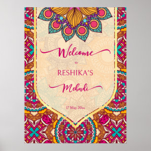 Póster Signo de bienvenida de Cerise mandala rangoli mehn