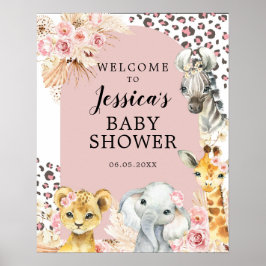 Póster Signo de bienvenida de Chica de animales Fiestas d