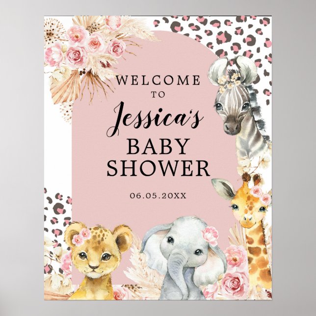 Póster Signo de bienvenida de Chica de animales Fiestas d (Frente)