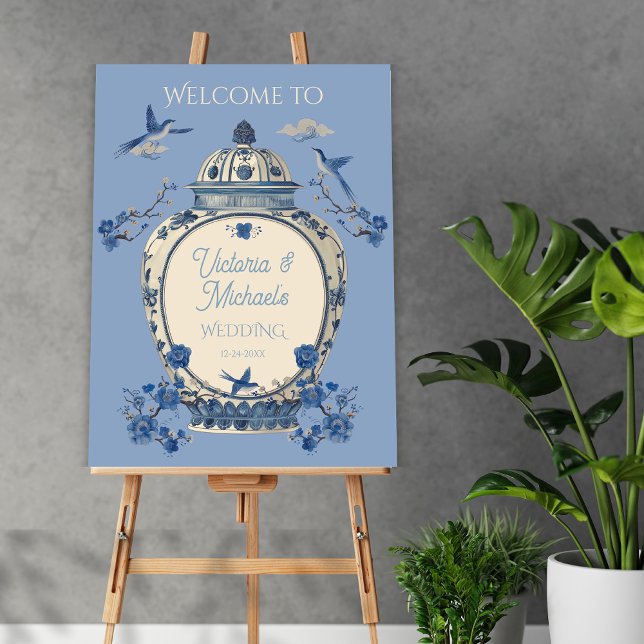 Póster Signo de bienvenida de Chinoiserie Birds Floral Ja (Subido por el creador)