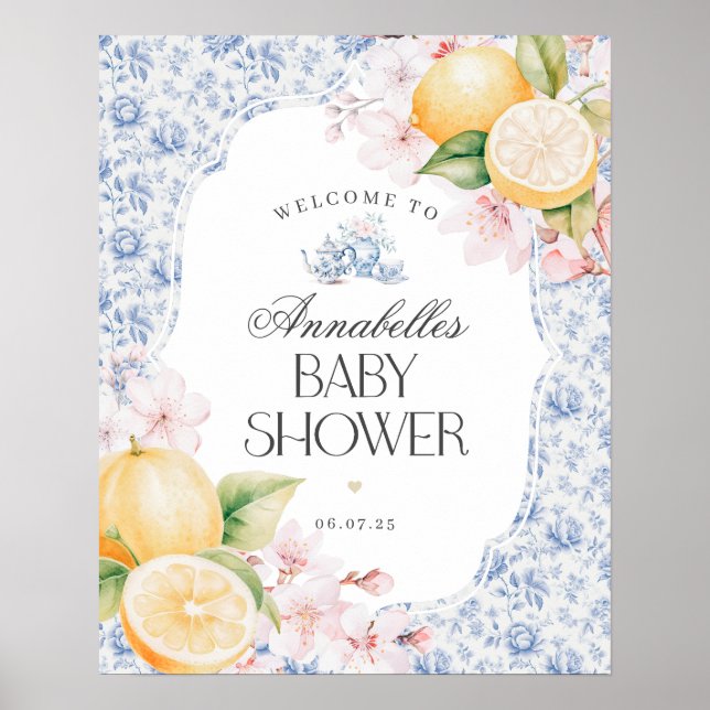 Póster Signo de bienvenida de Chinoiserie Lemon Tea Baby  (Frente)