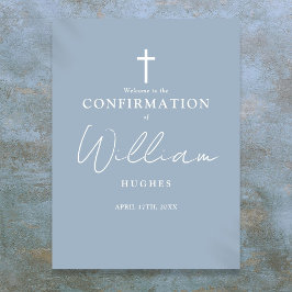 Póster Signo de bienvenida de confirmación de guión azul