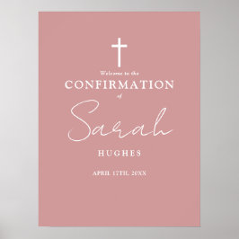 Póster Signo de bienvenida de confirmación de guión rosad