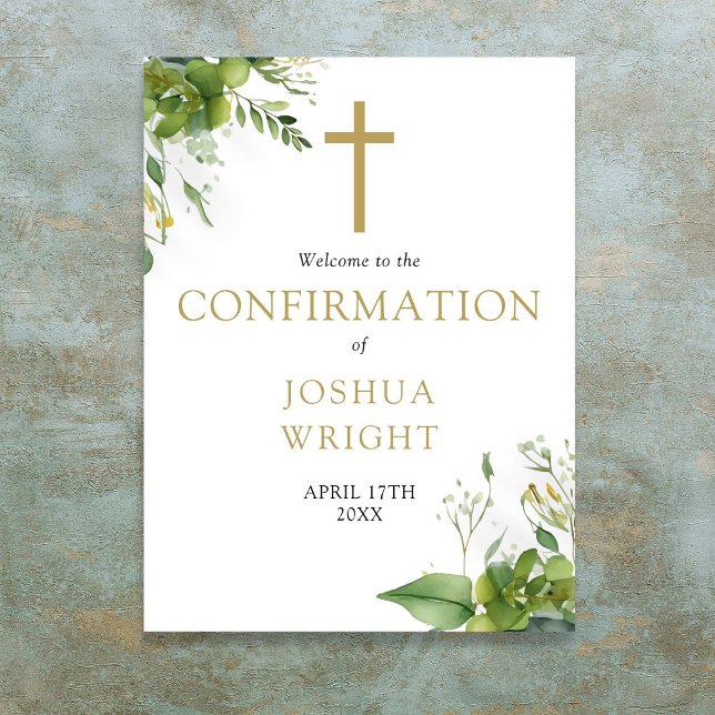 Póster Signo de bienvenida de confirmación de verde (Greenery Confirmation Welcome Sign)