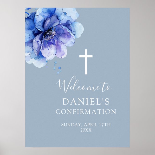 Póster Signo de bienvenida de confirmación floral de colo (Frente)