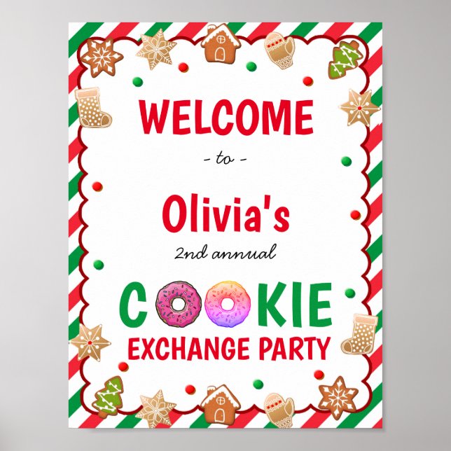 Póster Signo de bienvenida de Cookie Exchange para navida (Frente)