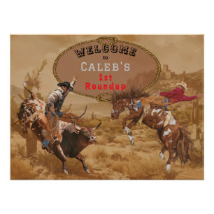 Póster Signo de bienvenida de Cowboy de Wild West Rodeo