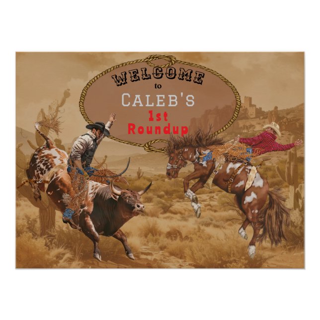 Póster Signo de bienvenida de Cowboy de Wild West Rodeo (Anverso)