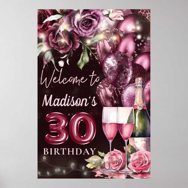 Póster Signo de bienvenida de cumpleaños 30 de Luxury Win (Frente)
