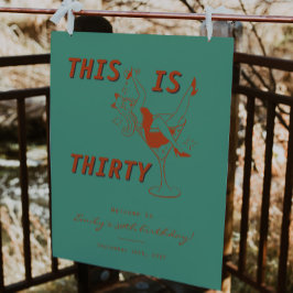 Póster Signo de bienvenida de cumpleaños 30 de Retro Verd