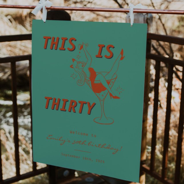 Póster Signo de bienvenida de cumpleaños 30 de Retro Verd (Subido por el creador)