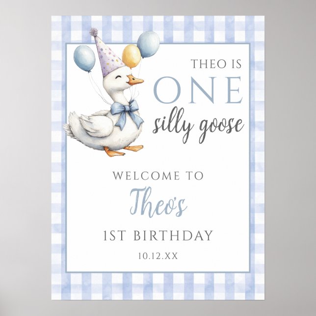 Póster Signo de bienvenida de cumpleaños azul de un imbéc (Frente)
