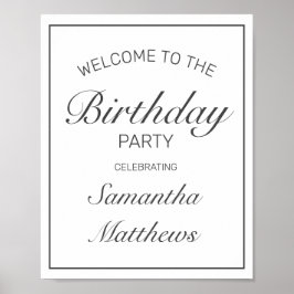 Póster Signo de bienvenida de cumpleaños blanco Minimalis