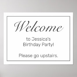 Póster Signo de bienvenida de cumpleaños blanco Minimalis