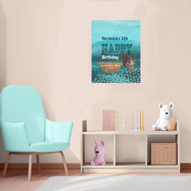 Póster Signo de bienvenida de cumpleaños de ardilla (Squirrel Birthday Welcome Sign)