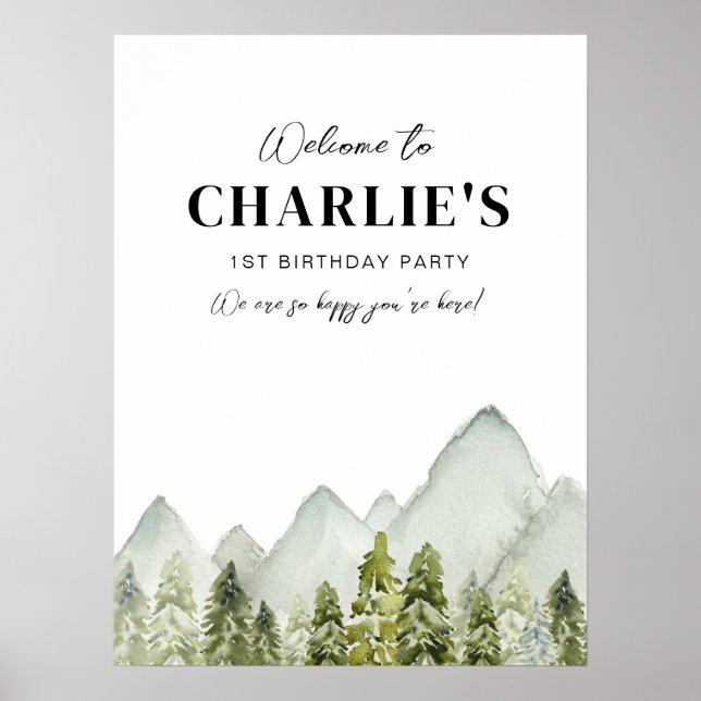 Póster Signo de bienvenida de cumpleaños de aventura (Frente)