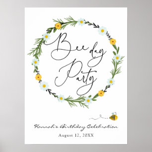 Póster Signo de bienvenida de cumpleaños de Bee Day