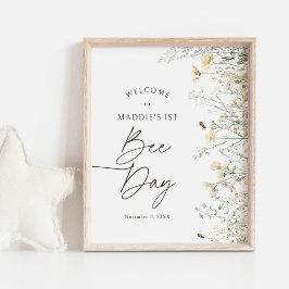 Póster Signo de bienvenida de cumpleaños de Bee Wildflowe