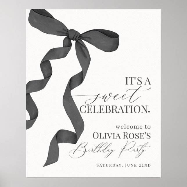 Póster Signo de bienvenida de cumpleaños de Black Coquett (Frente)