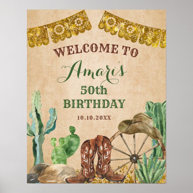 Póster Signo de bienvenida de cumpleaños de bovina occide (Frente)
