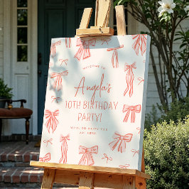 Póster Signo de bienvenida de cumpleaños de Chica de Bow 