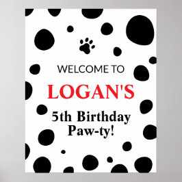 Póster Signo de bienvenida de cumpleaños de Dalmatian Spo