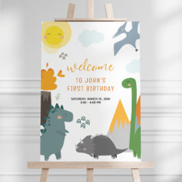 Póster Signo de bienvenida de cumpleaños de Dinosaur